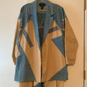 2-Piece Women's Suzelle Blue Jean Country Western Jacket (4) Skirt (8)